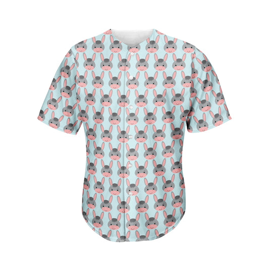 Cute Cartoon Donkey Pattern Print Men's Baseball Jersey