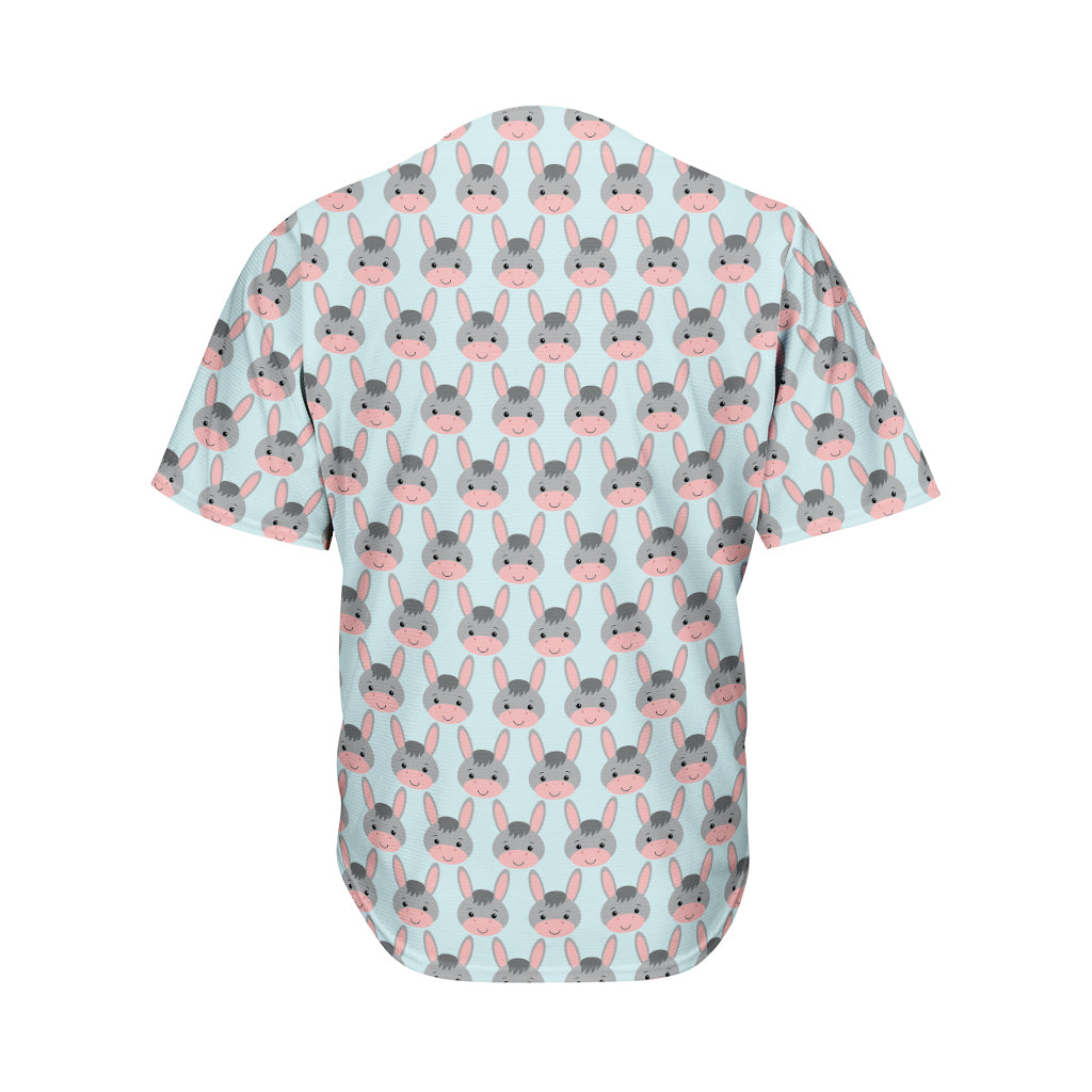 Cute Cartoon Donkey Pattern Print Men's Baseball Jersey