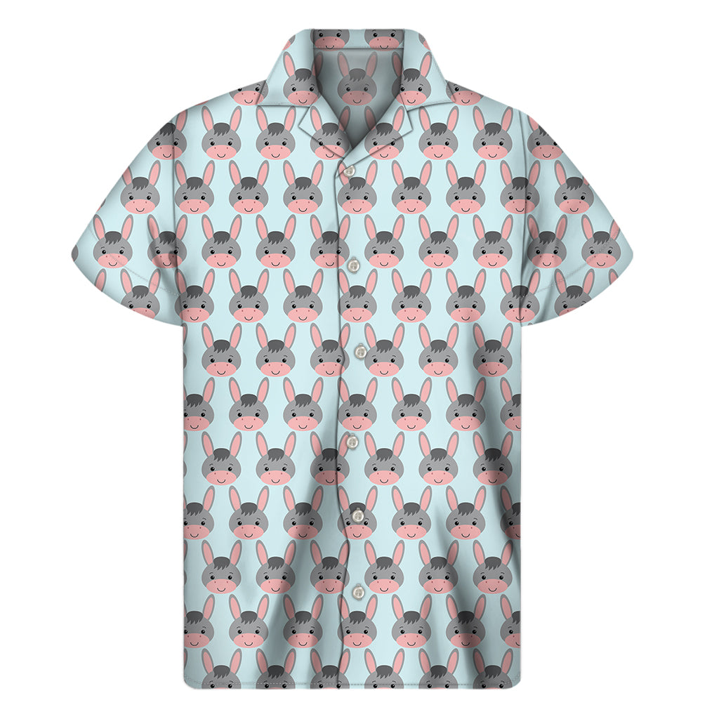 Cute Cartoon Donkey Pattern Print Men's Short Sleeve Shirt