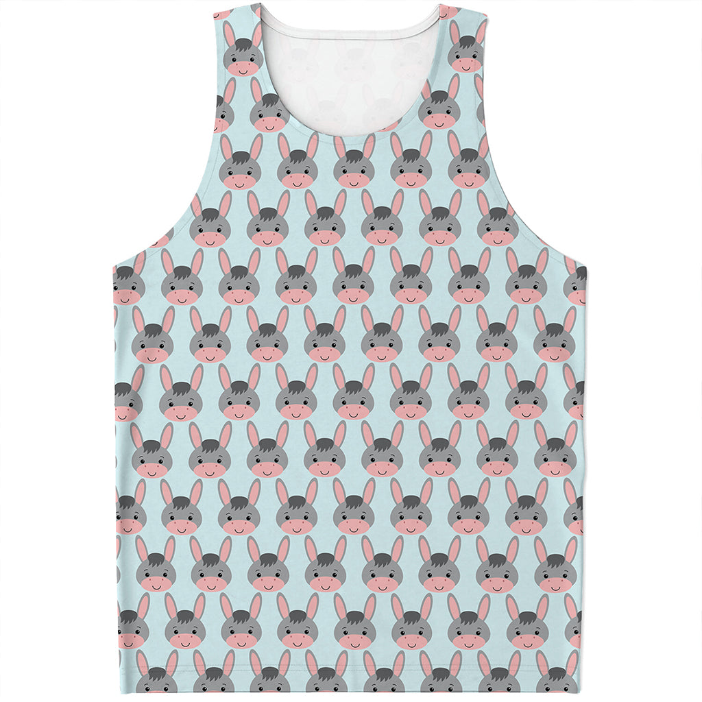 Cute Cartoon Donkey Pattern Print Men's Tank Top