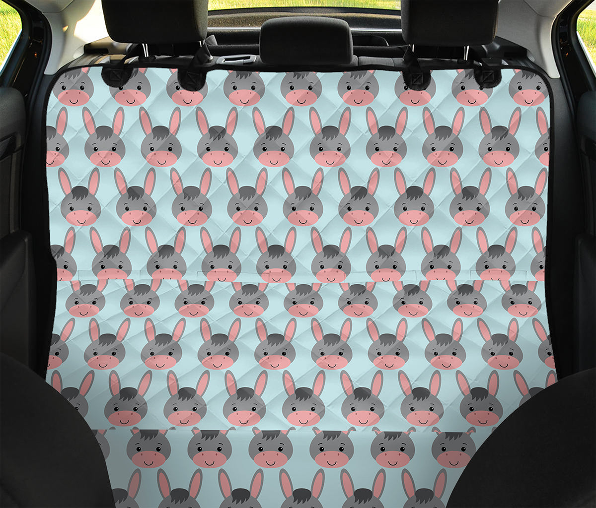 Cute Cartoon Donkey Pattern Print Pet Car Back Seat Cover