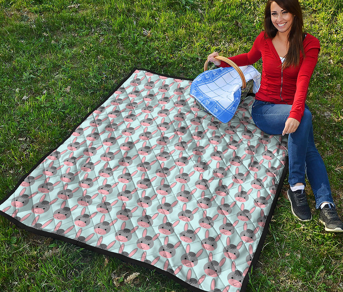 Cute Cartoon Donkey Pattern Print Quilt