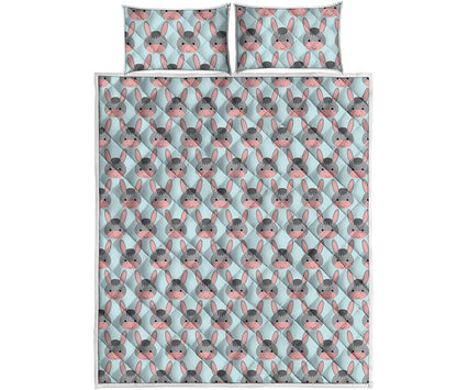 Cute Cartoon Donkey Pattern Print Quilt Bed Set