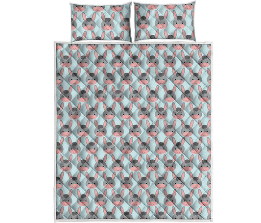 Cute Cartoon Donkey Pattern Print Quilt Bed Set