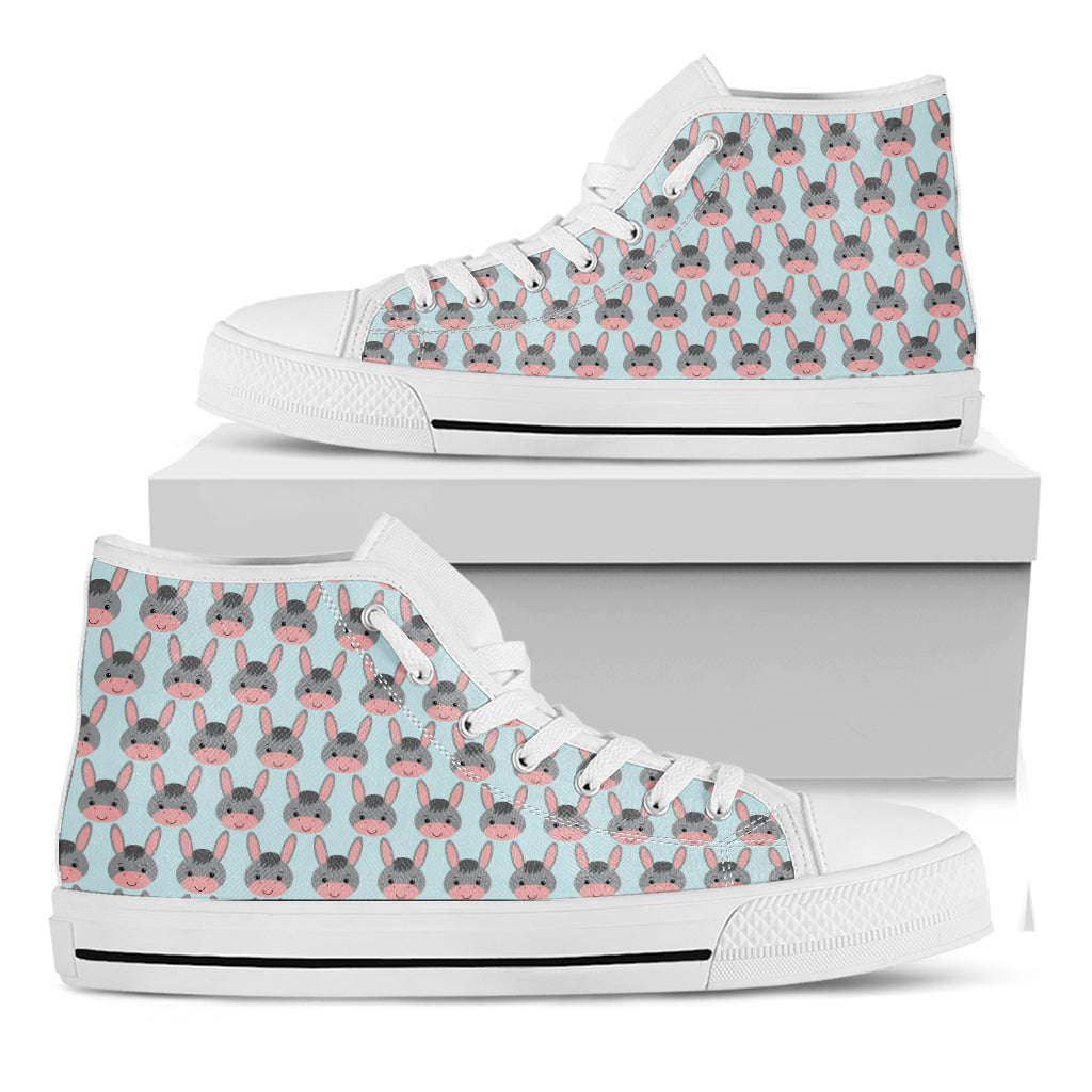 Cute Cartoon Donkey Pattern Print White High Top Shoes