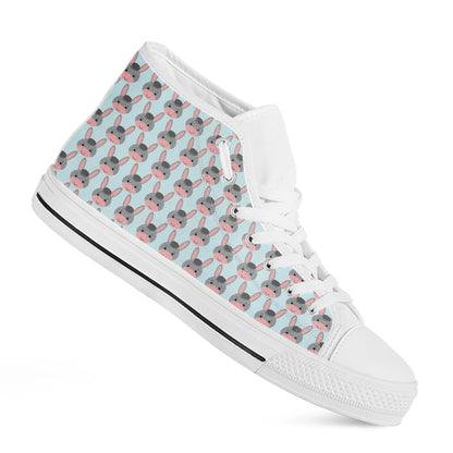 Cute Cartoon Donkey Pattern Print White High Top Shoes