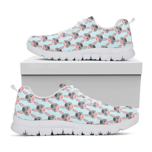 Cute Cartoon Donkey Pattern Print White Sneakers
