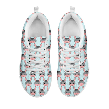 Cute Cartoon Donkey Pattern Print White Sneakers