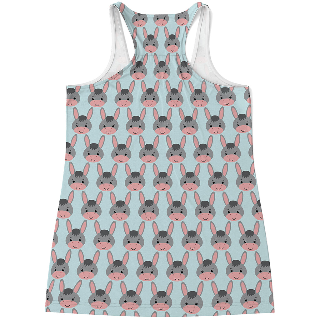 Cute Cartoon Donkey Pattern Print Women's Racerback Tank Top