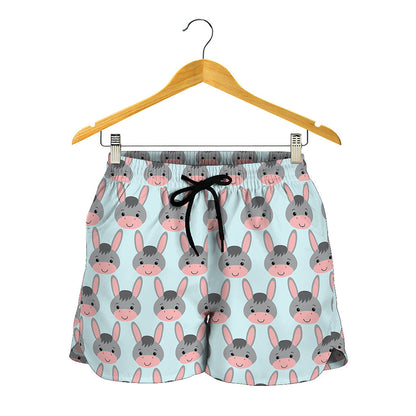 Cute Cartoon Donkey Pattern Print Women's Shorts