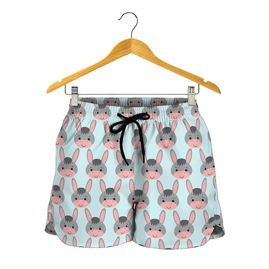Cute Cartoon Donkey Pattern Print Women's Shorts