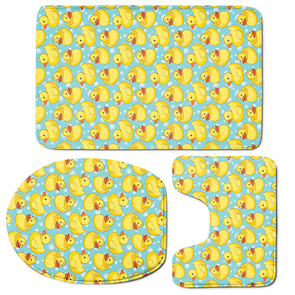 Cute Cartoon Duck Pattern Print 3 Piece Bath Mat Set