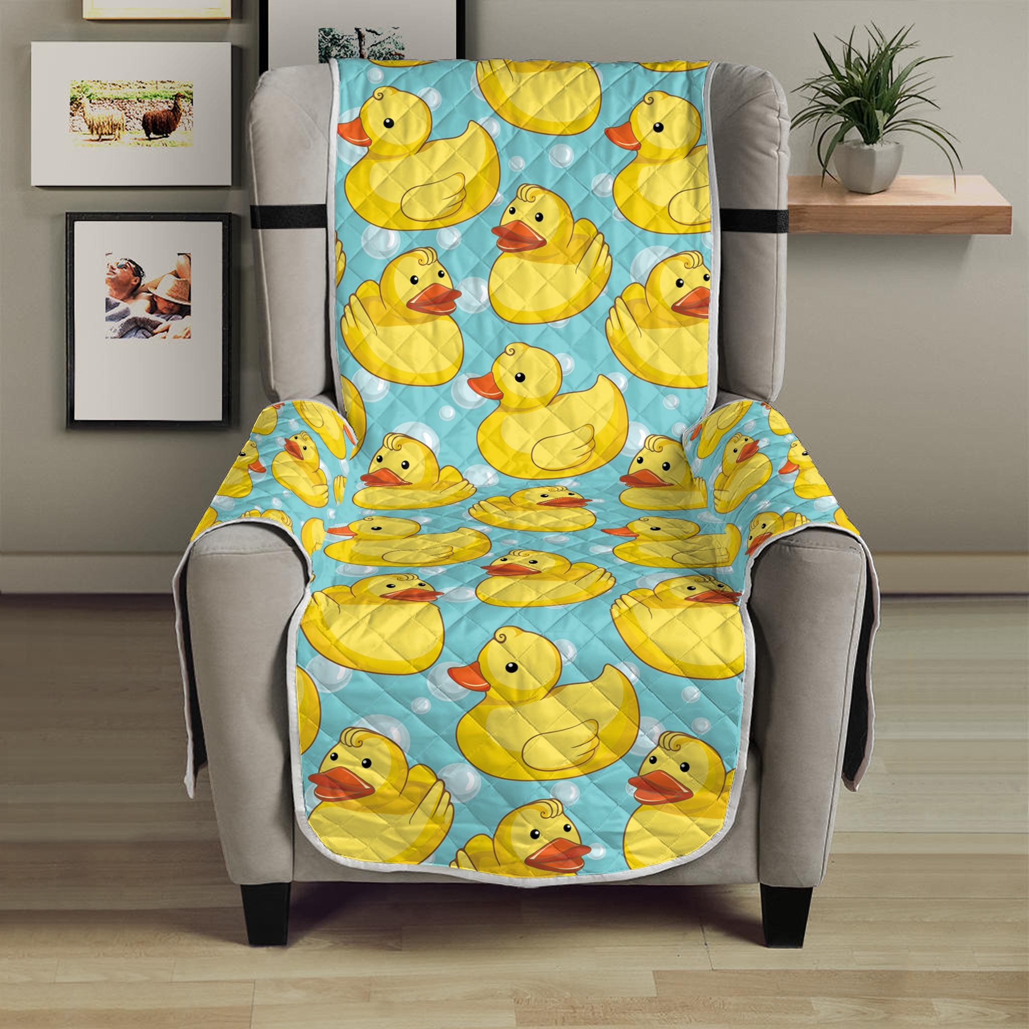 Cute Cartoon Duck Pattern Print Armchair Protector