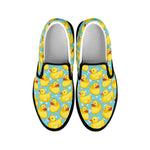 Cute Cartoon Duck Pattern Print Black Slip On Shoes