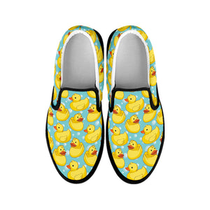 Cute Cartoon Duck Pattern Print Black Slip On Shoes