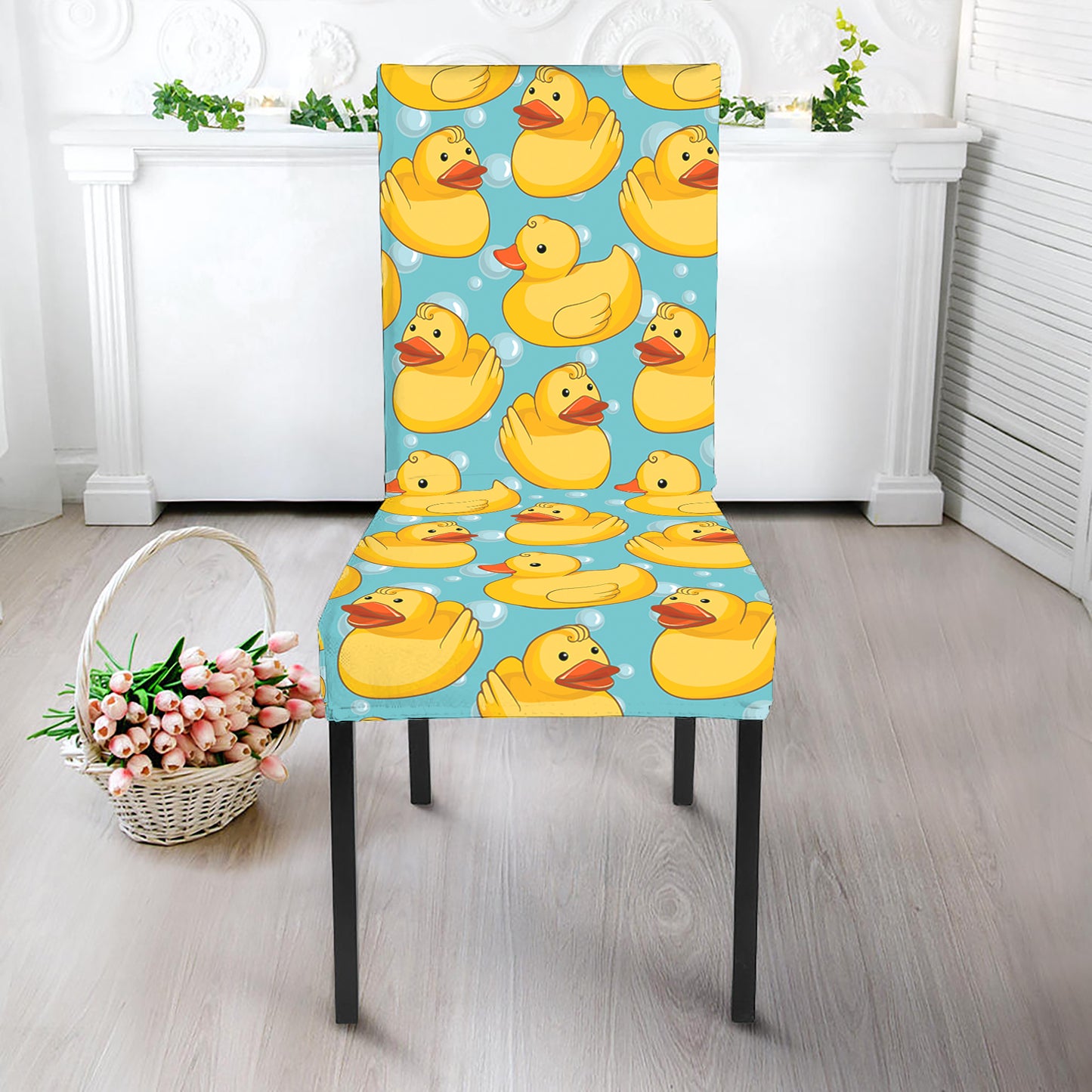 Cute Cartoon Duck Pattern Print Dining Chair Slipcover