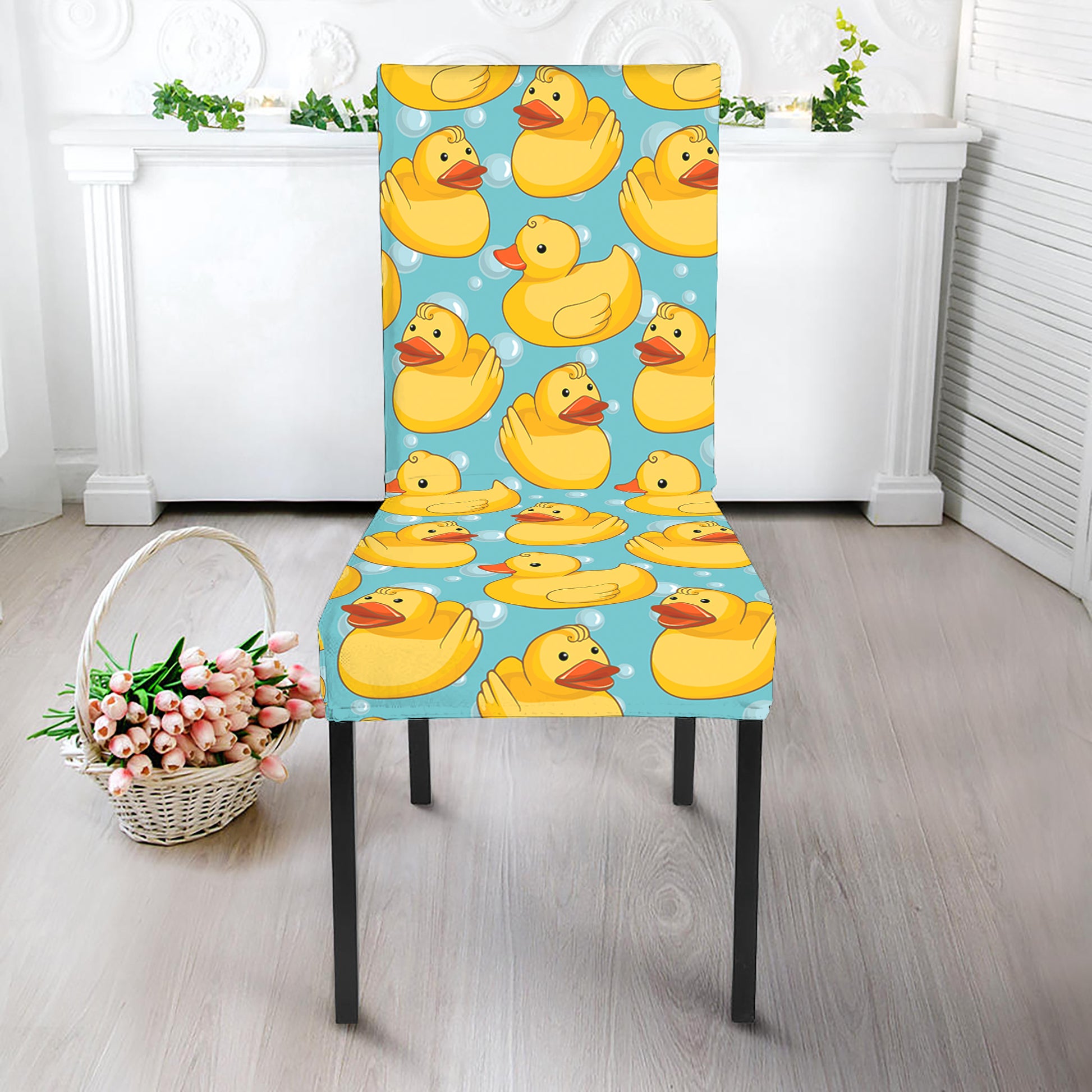 Cute Cartoon Duck Pattern Print Dining Chair Slipcover
