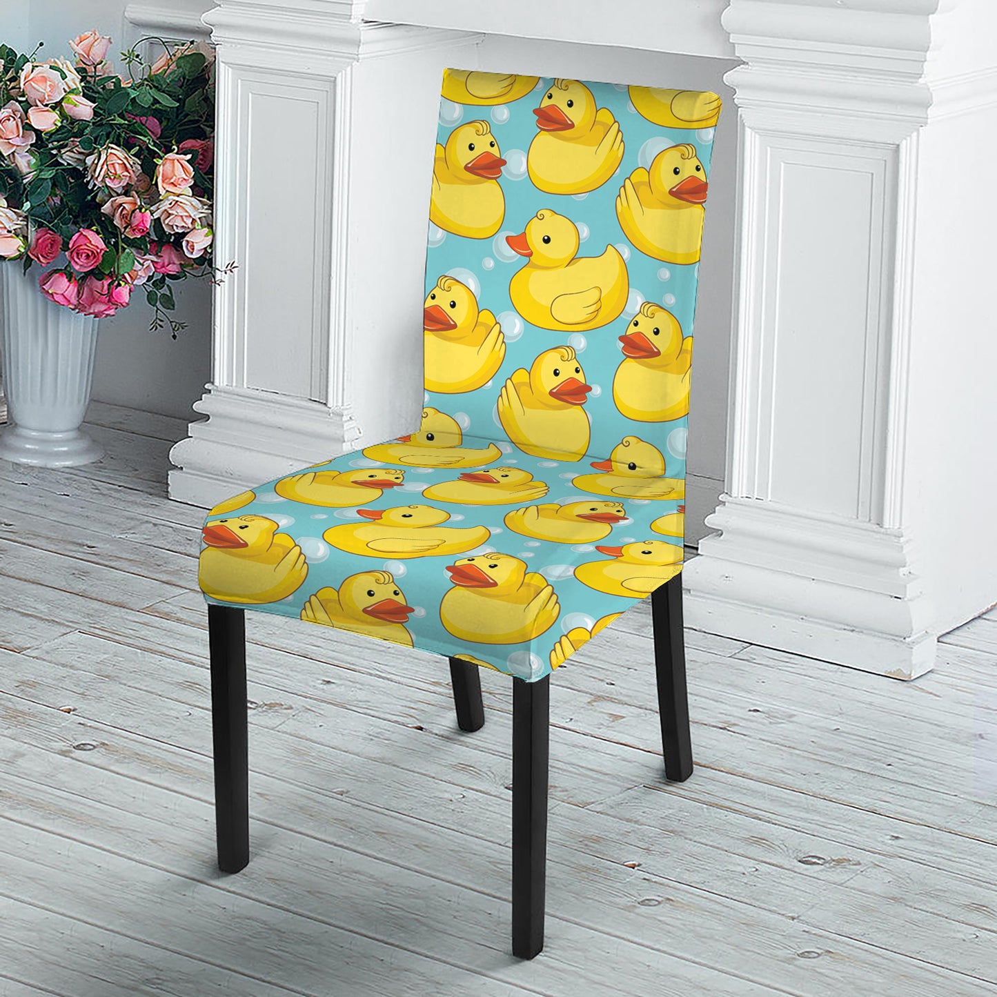 Cute Cartoon Duck Pattern Print Dining Chair Slipcover