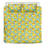 Cute Cartoon Duck Pattern Print Duvet Cover Bedding Set