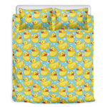 Cute Cartoon Duck Pattern Print Duvet Cover Bedding Set