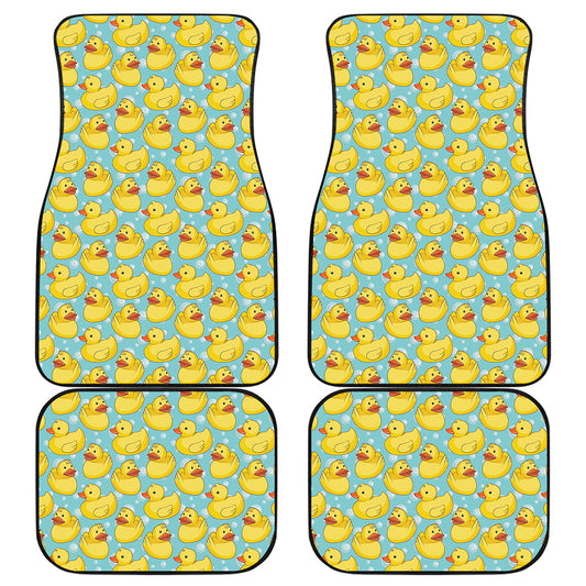 Cute Cartoon Duck Pattern Print Front and Back Car Floor Mats