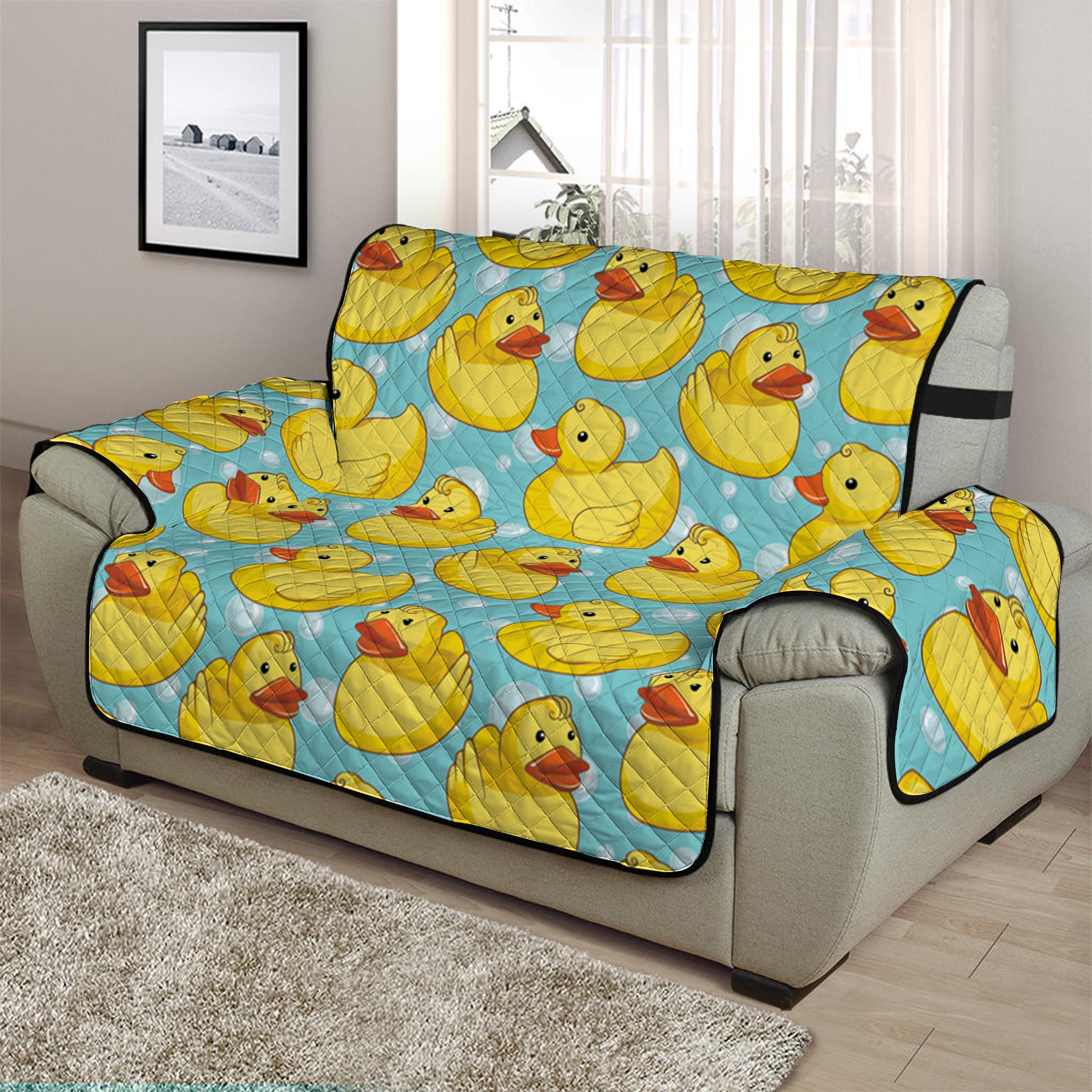 Cute Cartoon Duck Pattern Print Half Sofa Protector