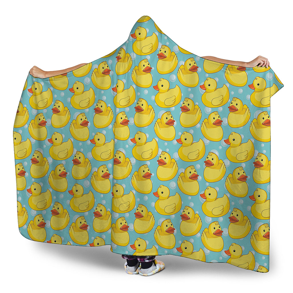 Cute Cartoon Duck Pattern Print Hooded Blanket