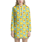 Cute Cartoon Duck Pattern Print Hoodie Dress