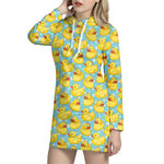 Cute Cartoon Duck Pattern Print Hoodie Dress