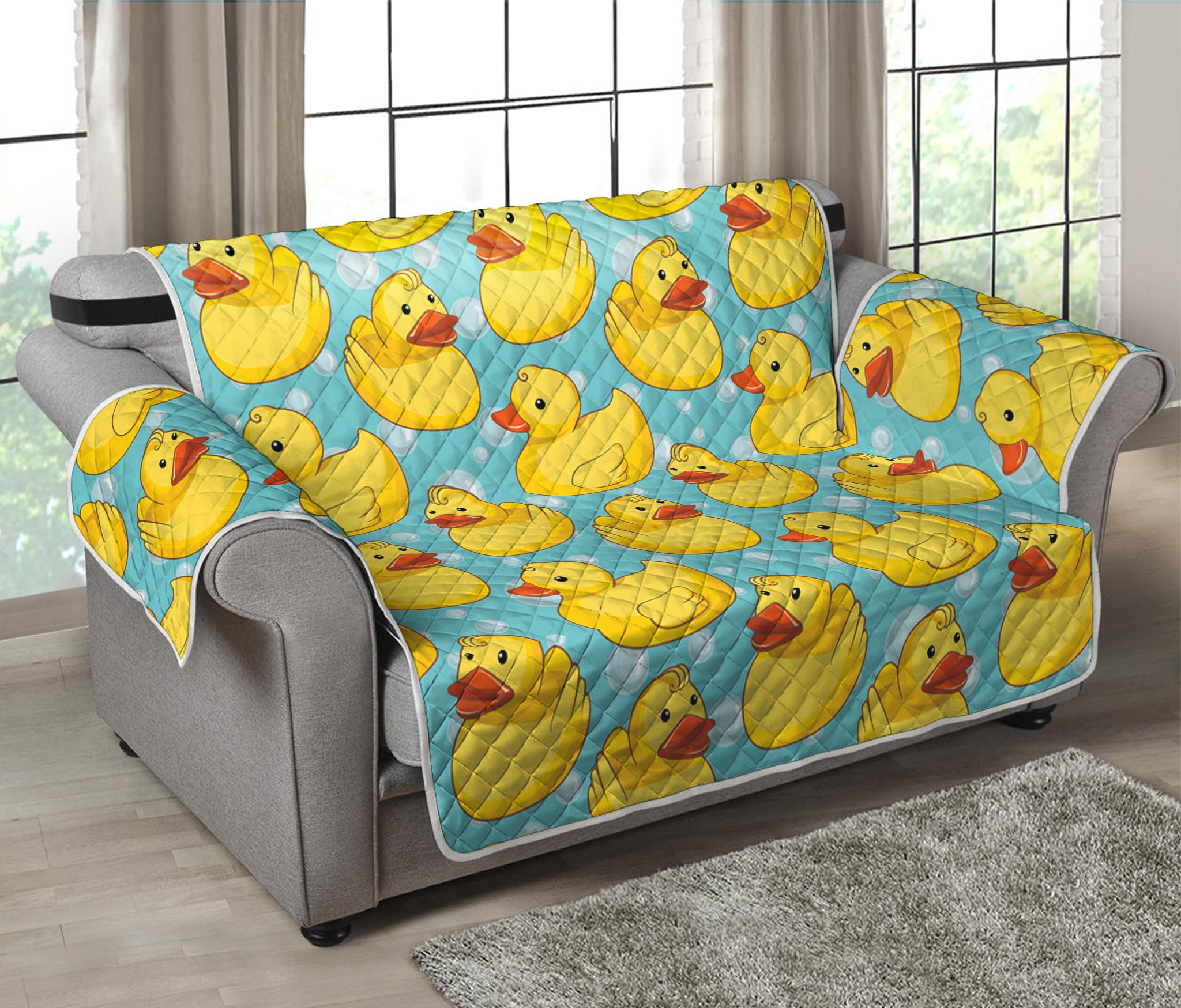 Cute Cartoon Duck Pattern Print Loveseat Protector