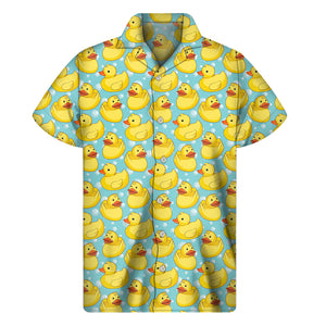 Cute Cartoon Duck Pattern Print Men's Short Sleeve Shirt