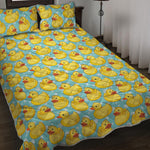 Cute Cartoon Duck Pattern Print Quilt Bed Set