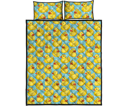 Cute Cartoon Duck Pattern Print Quilt Bed Set