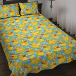 Cute Cartoon Duck Pattern Print Quilt Bed Set