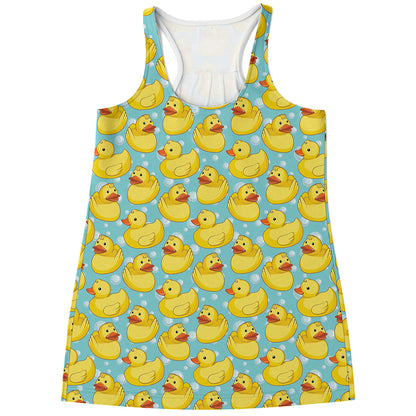 Cute Cartoon Duck Pattern Print Women's Racerback Tank Top