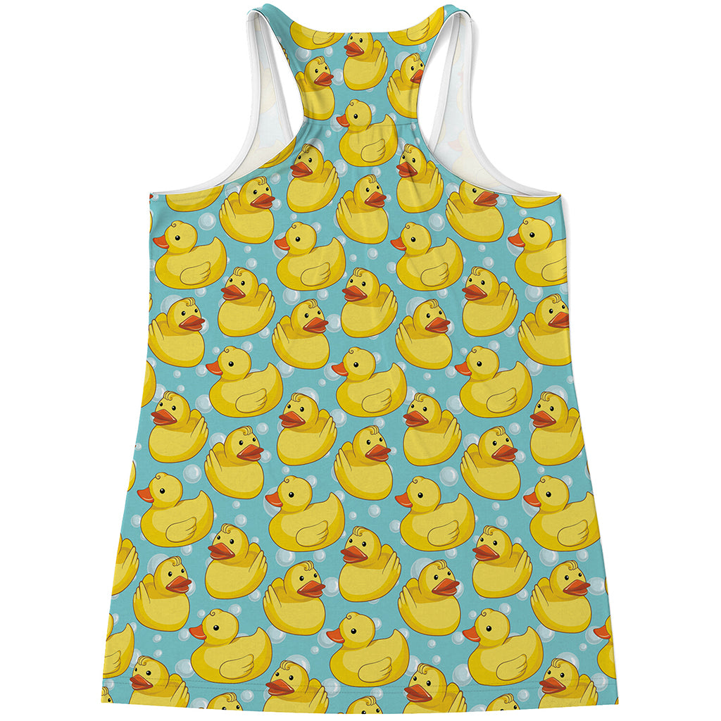 Cute Cartoon Duck Pattern Print Women's Racerback Tank Top