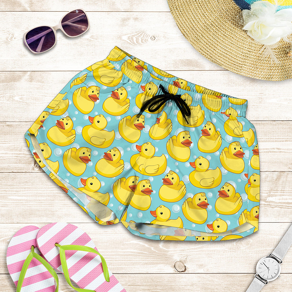 Cute Cartoon Duck Pattern Print Women's Shorts