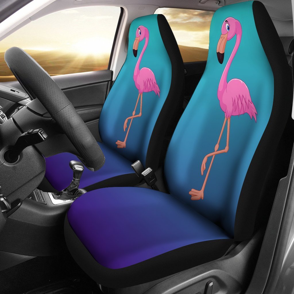 Cute Cartoon Flamingo Universal Fit Car Seat Covers GearFrost