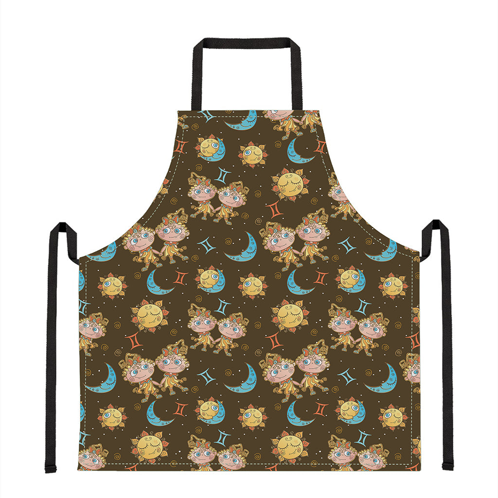 Cute Cartoon Gemini Pattern Print Apron