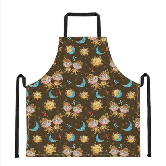 Cute Cartoon Gemini Pattern Print Apron