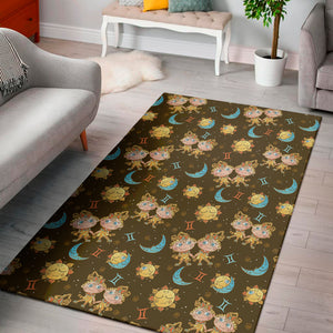 Cute Cartoon Gemini Pattern Print Area Rug