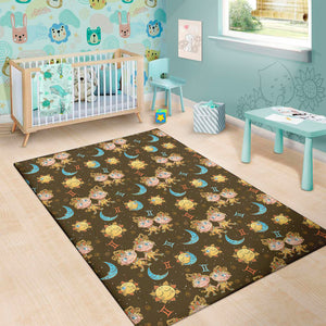 Cute Cartoon Gemini Pattern Print Area Rug