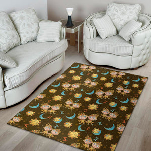 Cute Cartoon Gemini Pattern Print Area Rug