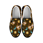 Cute Cartoon Gemini Pattern Print Black Slip On Shoes