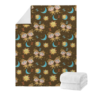 Cute Cartoon Gemini Pattern Print Blanket