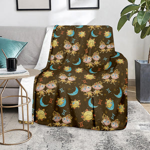 Cute Cartoon Gemini Pattern Print Blanket