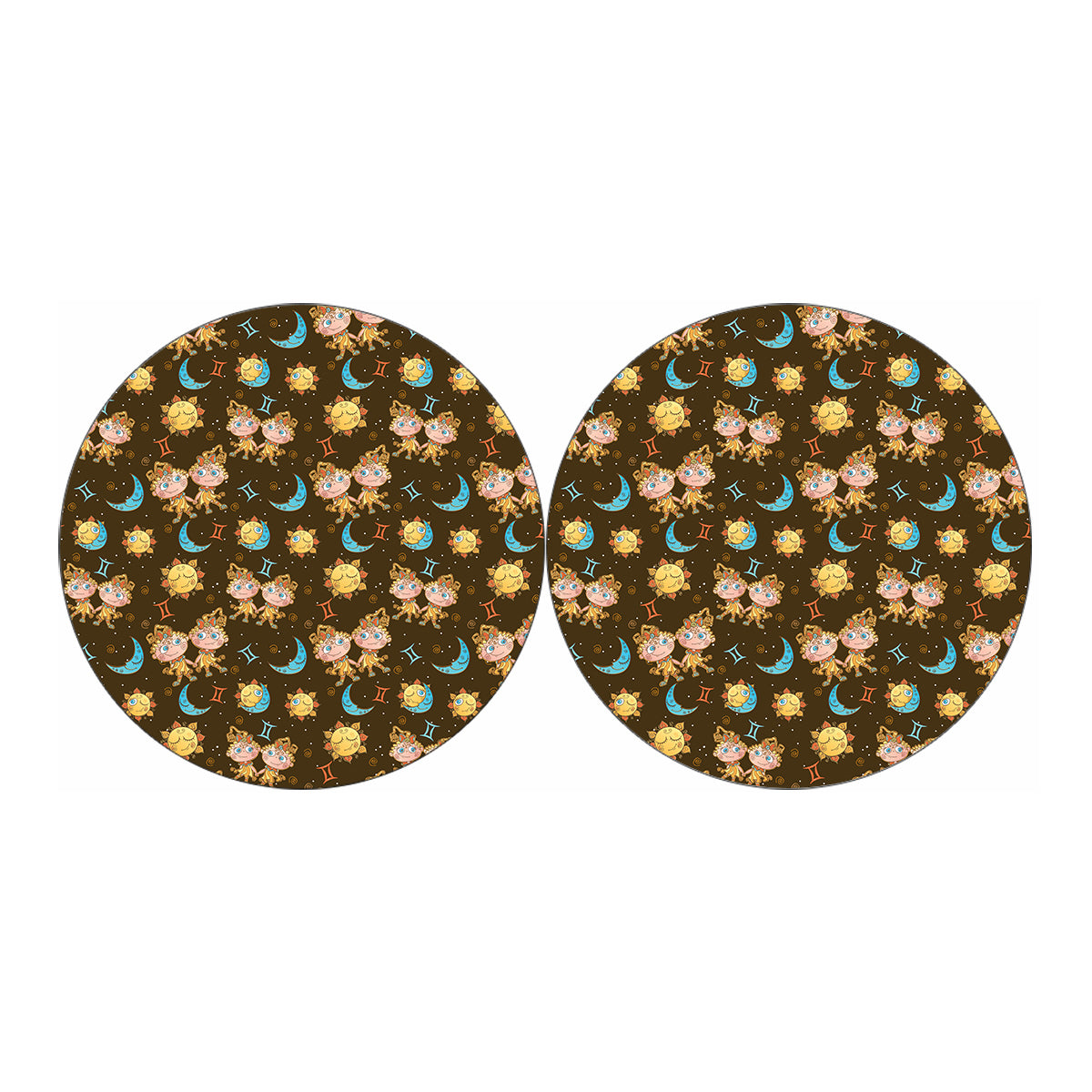 Cute Cartoon Gemini Pattern Print Car Coasters