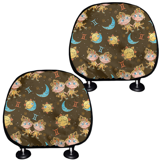 Cute Cartoon Gemini Pattern Print Car Headrest Covers