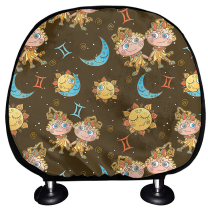 Cute Cartoon Gemini Pattern Print Car Headrest Covers