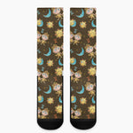 Cute Cartoon Gemini Pattern Print Crew Socks